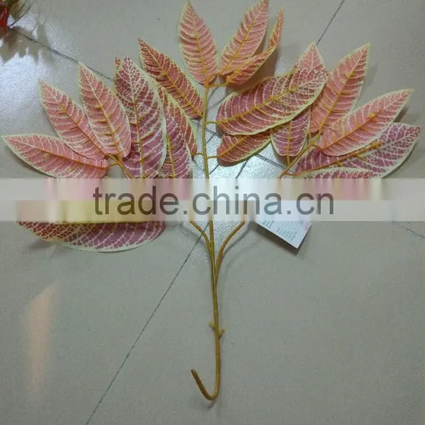 SJ7001007 Artificial Plastic Golden Tree Leaf for Tree Decoration photo-3