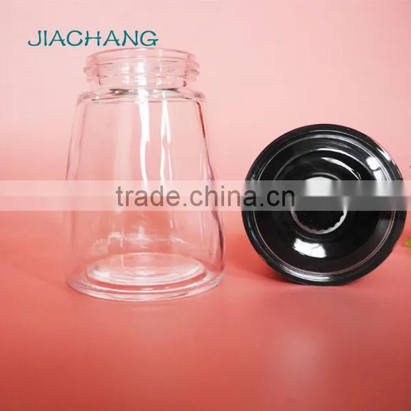 Glass Salt Spice Condiment Jar With Black Grinder Cap photo-6