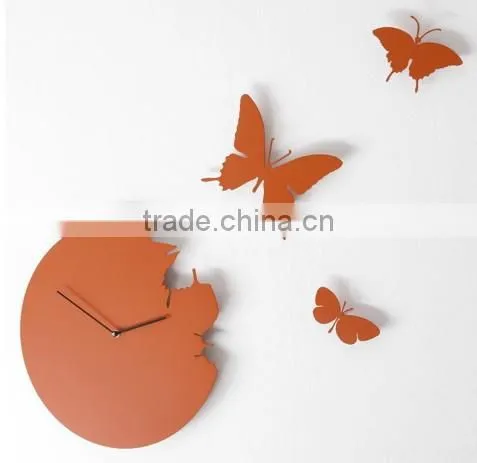 Orange Acrylic Butterfly Wall Clock photo-2
