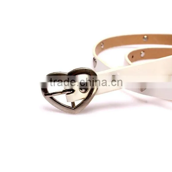 Wholesale Heart Rivet Decorated Heart Buckle Sex Women Lady Thin PU Waist Belt photo-5