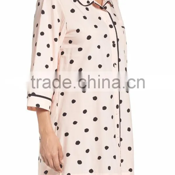 Sleep Shirt for Women Fashion Cotton Knit Sleep Shirts Wholesale Pajams Sleepwear photo-3
