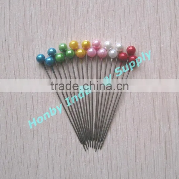 Assorted Rosette Pearl Round Head Straight Hijab Pin photo-2