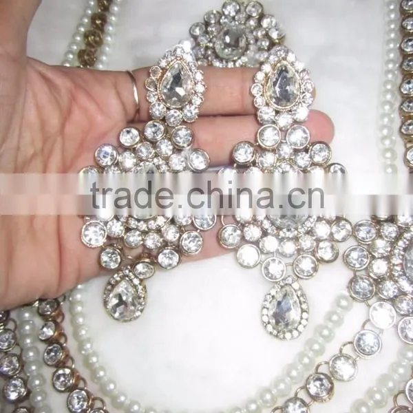 PEARL Gold Plated LONG Necklace EARRING Set photo-4