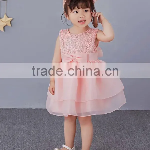Hot Summer Kids Girls Tutu Dress Baby Girl Bowknot Pink Princess Dress Hollow Birthday Party Dresses First Communion Dress 1-5 Y photo-2