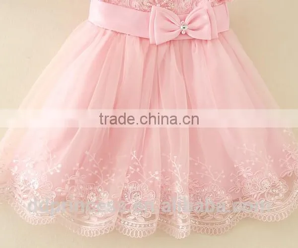 Lace Dress Fabric Summer Princess Children Girls Dress With Pink photo-4