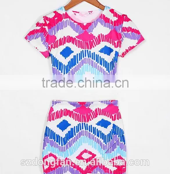 Wholesale Women Clothing Set Sexy 2 Piece Set Women Dress Women Swimsuit Crop Top and Skirt Set Hit Color Irregular Skirt Suits photo-4