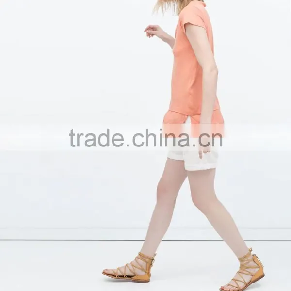 New Style Short Sleeve Round Neck Combined Hem Stringer Tank Top Wholesale photo-2