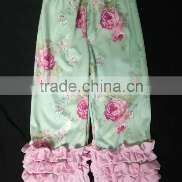 Wholesale Girls Ruffle Pants Baby Girls Cotton Solid Flower Pants With Ruffles photo-2