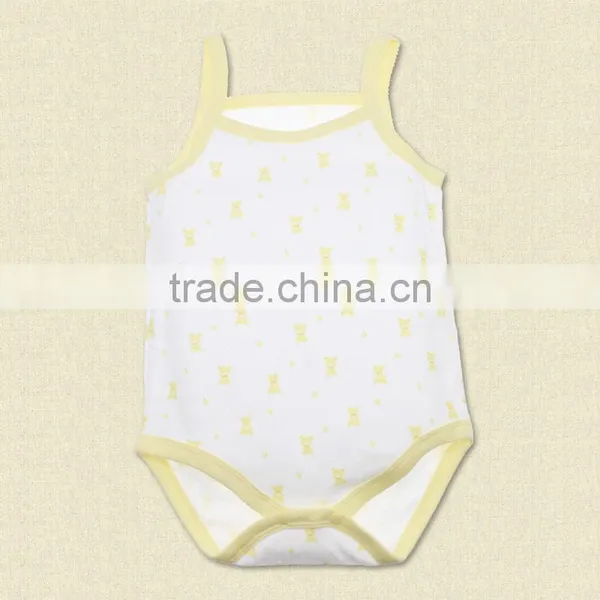 Wholesale Baby Girls Boys 100% Cotton Infant Floral Print Custome Romper Onesie no Sleeve Bodysuit photo-2