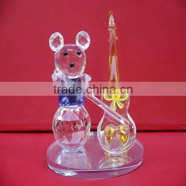 Crystal Violin Modle Cheap Lovely K9 Crystal Bear for Birthday Gift,valentine Craft