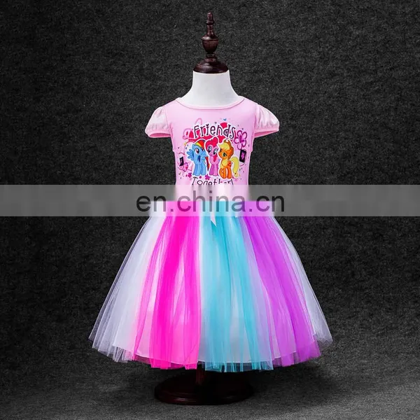 2016 Frozen Elsa Girl Party Dress , The New Children Dress Roses Frozen Elsa ANNA Dress Cartoon Pony BOLI Pony Rainbow Skir23153 photo-3