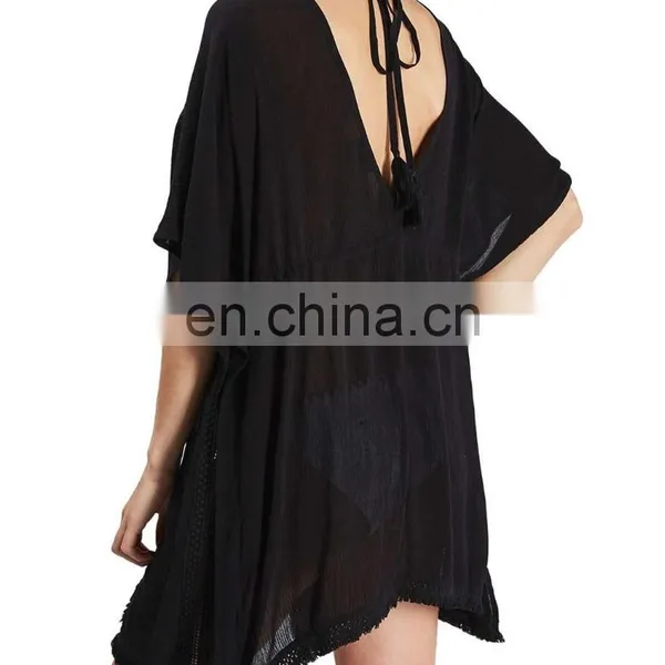 C13 Crochet Trim Cover-Up Beach Tunic,Beach Kimono,Beach Kaftan photo-3