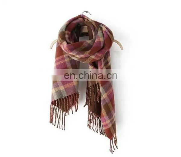 Shawls&Scarves Two Usage Tartan Fringe on the Botton Winter Warmer Tartan Scarf Trendy Fashion photo-4