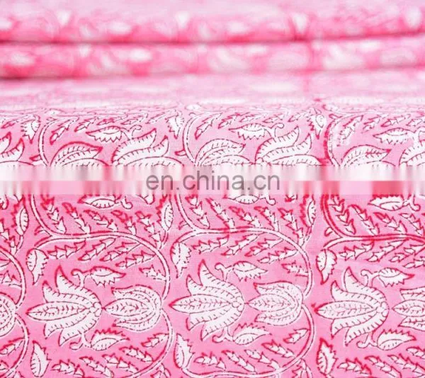 Indian New Hand Block Cotton Fabric Crafting Dressmaking Sewing Fabric By Meter photo-3