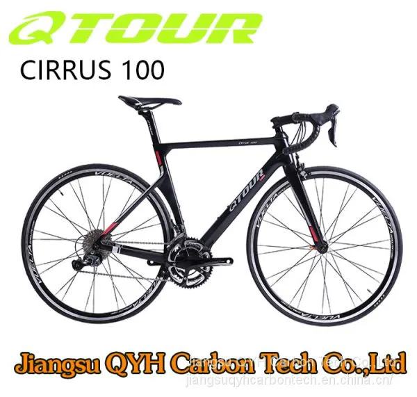 QTOUR 700C Full Carbon Fiber Road Bicycle Cirrus 100 V Brake Aero Carbon Road Bicycle
