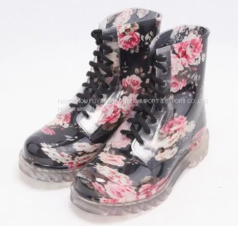 Popular Style Women Shoes,New Fashion Transparent Lady Rain Shoes,Transparent PVC Rain Shoes photo-3