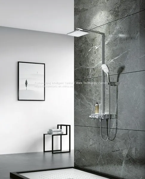 IT-H005A Thermostat Controlled Shower Valves #304 SS Thermostatic Shower Sets Rectangle Top Shower With Hand Shower