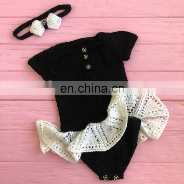 Infants & Toddler Autumn Winter Sweater Short Sleeve Solid Color Baby Girls Knit Dress Romper photo-2