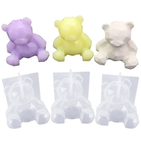 Hot Sale 1pcs Diy Crystal Epoxy Three-dimensional Geometric Bear Mold Car Aromatherapy Three-dimensional Decoration Home