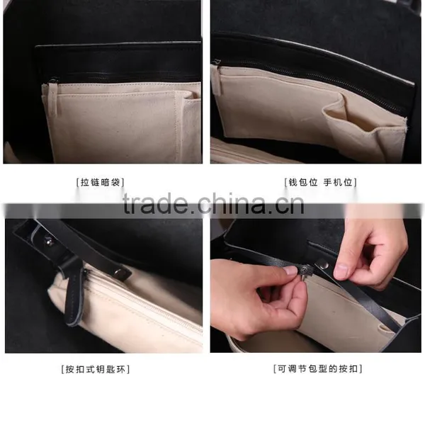 Vintage Simple Design Casual Genuine Leather Lady Shoulder Bag Hand Bag for Women photo-3