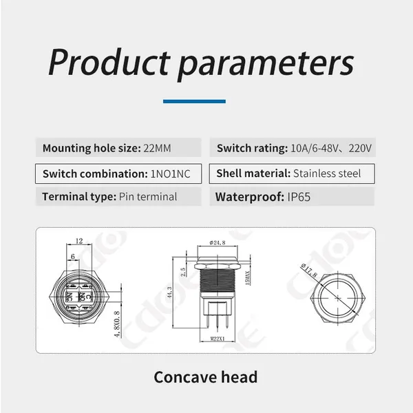 Ip65 22mm Rgb Tri-color 220v 1 Normally Open and 1 Normally Close 10a Momentary Switch photo-3