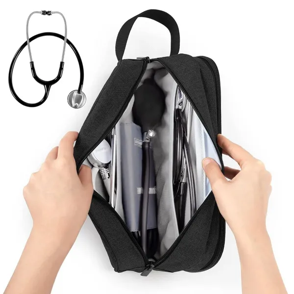 Hold 2 Stethoscopes Or BP Cuffs, Compatible With 3M Littmann/MDF/ADC, Medical Case With Extra Pocket For Nurse Accessories photo-3