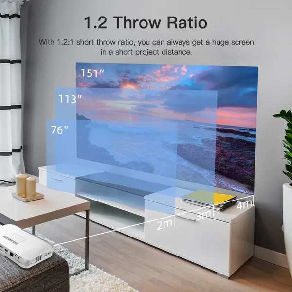 Newest WOWOTO T9S 3D Portable Smart Android Projector 4K DLP Battery Wifi Mini Home Cinema Projector photo-2