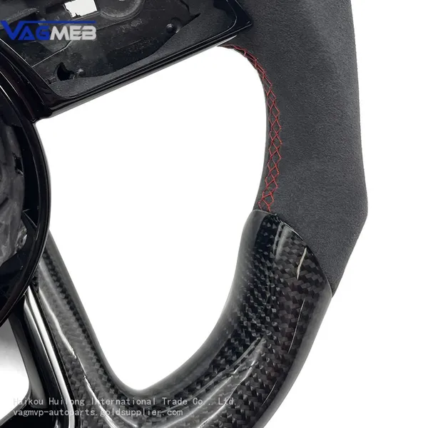 For Audi A3 A4 A5 S3 S4 S5 B9 Alcantara Carbon Fiber Red Stitching Steering Wheel Base Assembly photo-2