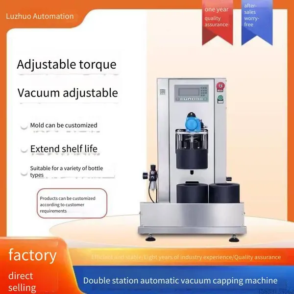 Hy-x Double-station Vacuum Capping Machine for Tinplate and Glass Bottles, Suitable for Mushroom Sauce and Shredded Meat Sauce, Capping Equipment, in Stock photo-2
