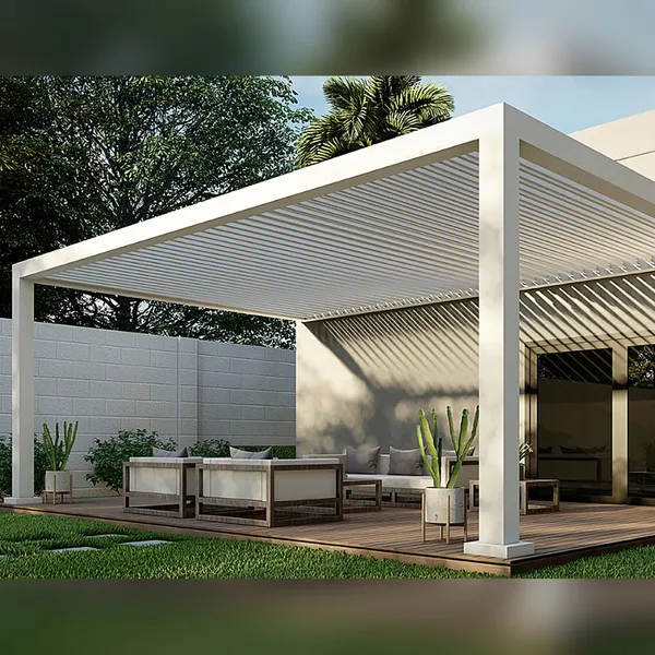ALUX 3 × 4 m Wall-Mounted Motorized Aluminum Louvered Pergola With Double-Layer Roof