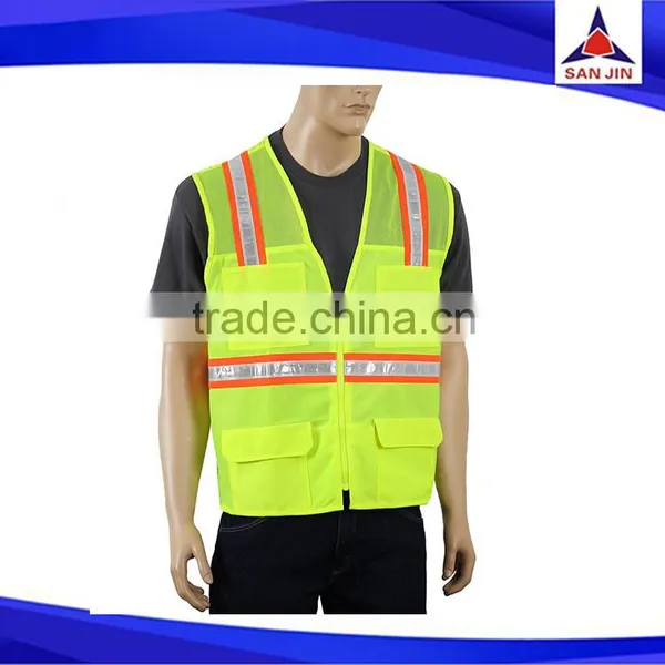 hi Vis Workwear Mesh Safety Vest Road Safety With Pockets
