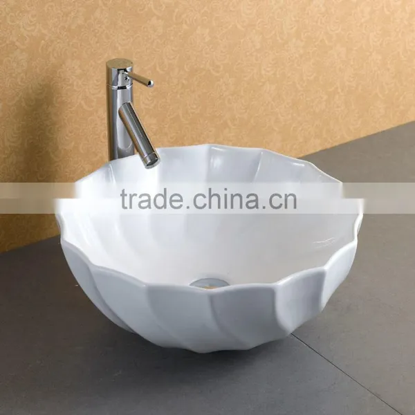 Flower Shaped Fancy Ceramic Wash Bathroom Sink