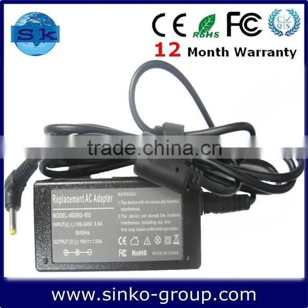 UMPC adapter plug 19V 1.58A 30W 4.0*1.7mm for hp/compaq