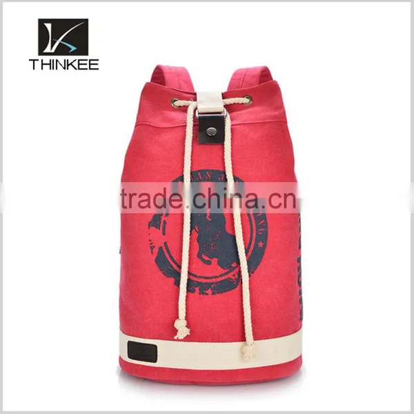 Wholesale Custom Your Logo Unisex Green Drawstring Canvas Backpack photo-4