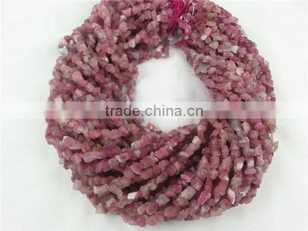 AB Grade Pink Tourmaline Rough Beads Strand Natural Tourmaline Stone