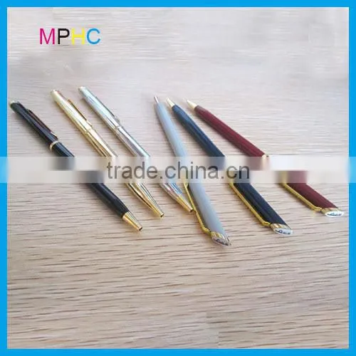 Popular Promotional Slim Thin Cross Hotel Used Metal Ball Pen With Epoxy Logo photo-4