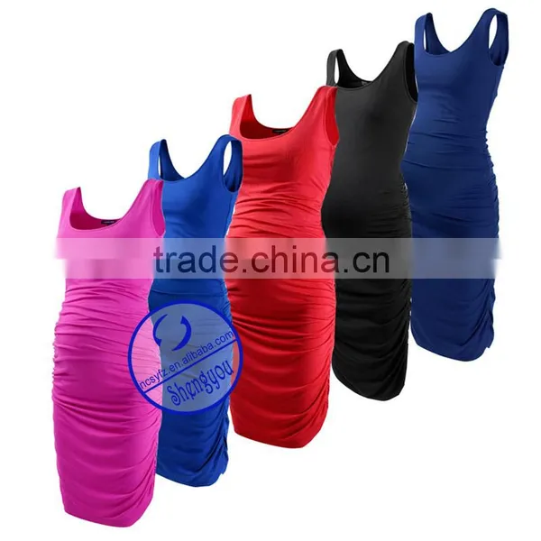 Custom Spandex Rayon Plain Maternity Sleeveless Dresses photo-6
