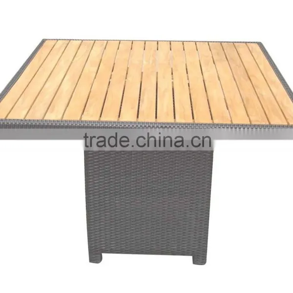 Wood Table Top Outdoor Wicker Table photo-3