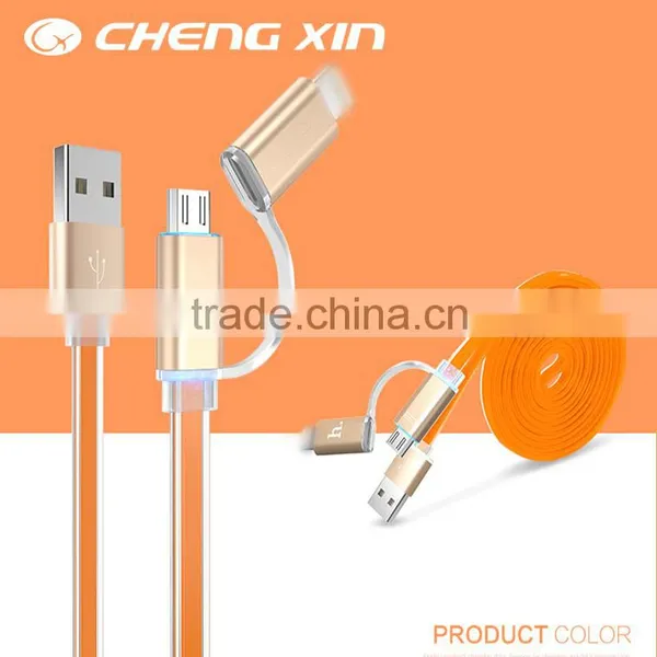 [CX]Hot Selling 2 in 1 Led Lighting Usb Data Cable for Mobile Phone With Led Light Micro Usb Charging Cable 2016 New Style Supplier's Choice photo-2