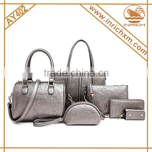 China Wholesale Handbags 2016 Woman Fashion 6 Pieces Leather Handbag Set photo-6