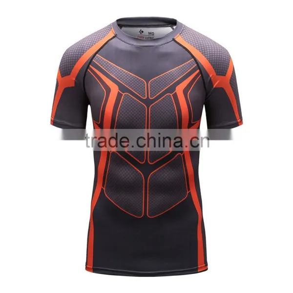 2016 New Design Online Wholesale Shop Gym Fintess Sport Printing T Shirts Fast Drying Fitness GYM Base Layer Tops photo-2