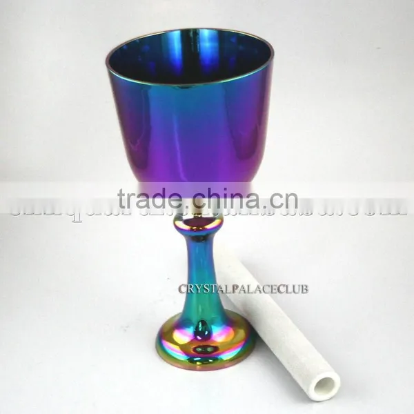 Violet Titanium Quartz Crystal Singing Grail Bowl With Handle or Stand and Seven Color photo-4