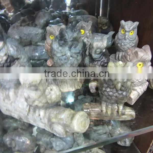 2015 Hot Sale so Cool Natural Labradorite Owl Quartz Crystal Carving Night Owl photo-5