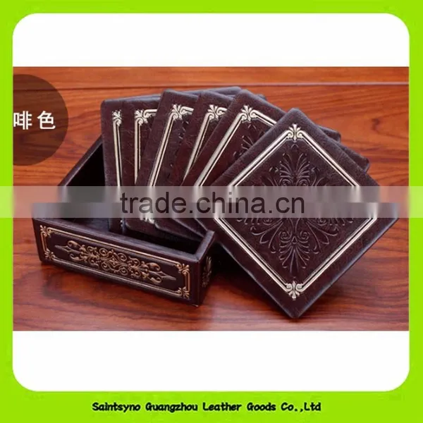 12*12cm Oil-proof Crocodile Leather Printed Set of 4 Square Coasters 16035 photo-6