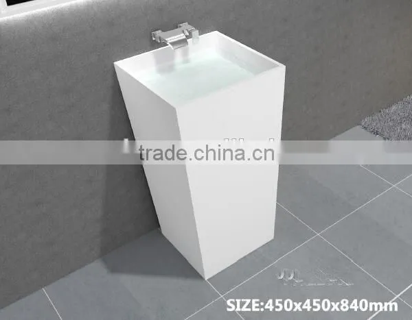 Wholesales Marble Wash Basin Price Free Standing Solid Surface Pedestal Wash Basin photo-4