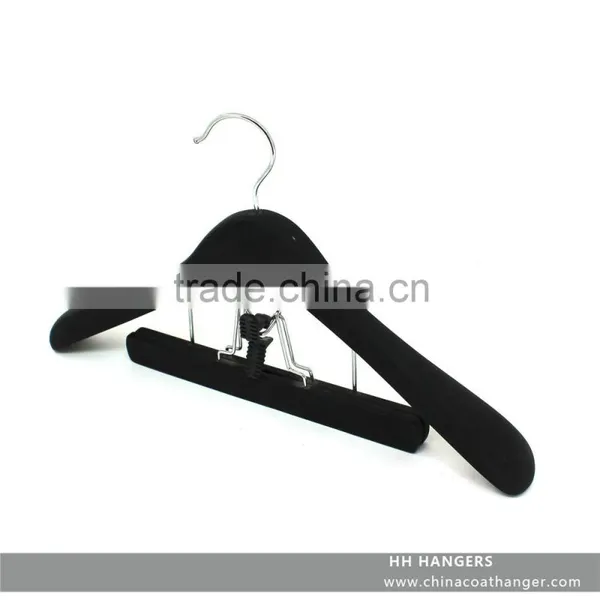 The HEAD Black Wooden Suit Hanger ,round Head Top,clamp Rubber Soft Matt Paint,275*28*22mm Clamp photo-2
