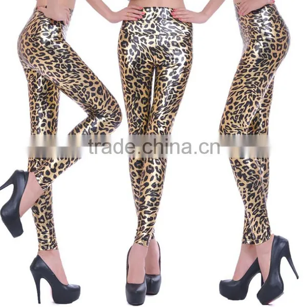 Multicolors Leather Look Fashion Sexy Women High-waist Leggings photo-4