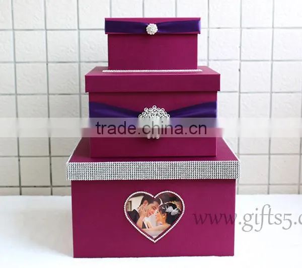 Elegant Purple Wedding Card Box in Handmade With Photo Frame photo-2