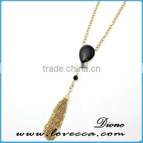 China Factory Wholesale Women Gold Chain Black Stone Necklace photo-5