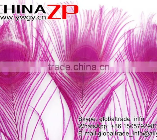 ZPDECOR Leading Supplier Wholesale Cheap Full Eye Dyed Hot Pink Long Peacock Tail Feathers for Sale photo-3